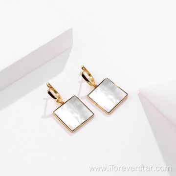 Silver 925 Square Earrings Of Pearl Earrings